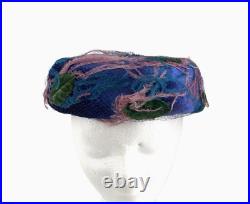 Vintage 50's Gigi New York Ostrich Feather Hat Mid Century Pillbox