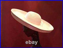 Vintage 50's Wide Brim Straw White Bellini Hat