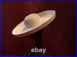 Vintage 50's Wide Brim Straw White Bellini Hat
