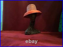 Vintage 50s Straw Hat Raffia Hat High Crown Beach Made In Italy