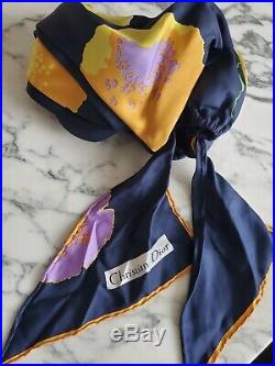 Vintage/ 60s/ 70s/ Christian Dior/ Licence Chapeaux/ Silk/ Turban/ Hat/Navy/23