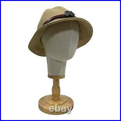 Vintage 60s 70s ETIENNE AIGNER Womens M Heavy Canvas Leather Bucket Hat Cap RARE