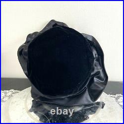 Vintage 60s Black Satin Velvet Bow Floppy Christian Dior Chapeaux Mod 19 Hat