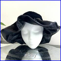 Vintage 60s Black Satin Velvet Bow Floppy Christian Dior Chapeaux Mod 19 Hat