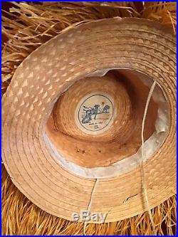 Vintage 60s Straw Hat Coral Orange Made In Italy Beach