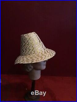 Vintage 60s Straw Hat Sumer Beach Hat Fedora