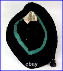 Vintage 60s Yves Saint Laurent YSL Italy Womens Black Fur Hat Leather Bow Bonnet