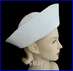 Vintage 70's Yves Saint Laurent Versatile White Gaberdine Sailor Hat
