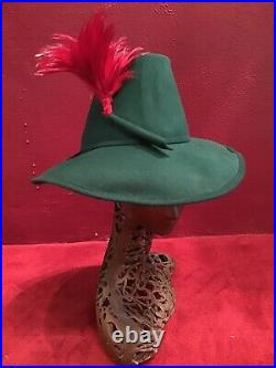 Vintage 80s Does 40s Forest Green Adolfo By Sacks Fifth Avenue Tilt Top