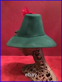 Vintage 80s Does 40s Forest Green Adolfo By Sacks Fifth Avenue Tilt Top
