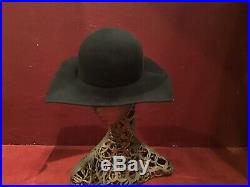 Vintage 80s Giorgio Armani Couture Runway Black Wool Square browne Style Hat