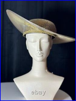Vintage 80s Gold Lame Fancy Church Kentucky Derby Hat