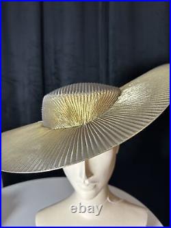 Vintage 80s Gold Lame Fancy Church Kentucky Derby Hat