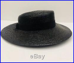 Vintage 80s Yves Saint Laurent Rive Gauche Black Hat