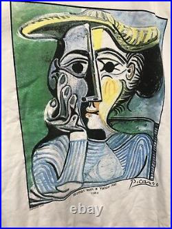 Vintage 90s Picasso TShirt White Large Woman With A Yellow Hat 1995 C1