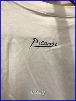 Vintage 90s Picasso TShirt White Large Woman With A Yellow Hat 1995 C1