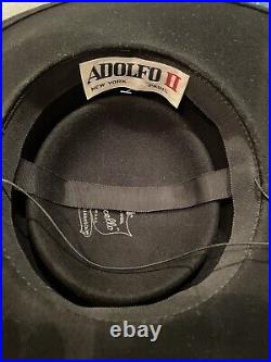 Vintage ADOLFO II Excello Wool Gaucho Bolero Fedora Flat Top Wide Brim Hat S