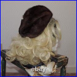 Vintage AMROSE New York Mink Fur hat Women's 1960's Brown with Bow