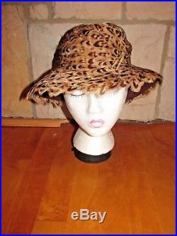 Vintage Adolfo Realites Real Feather Feathered 100% Wool Fedora Hat