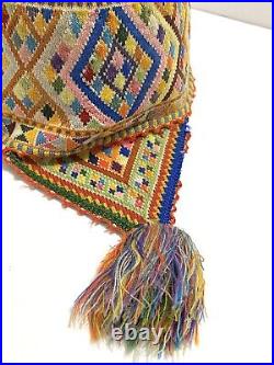 Vintage Andean Peruvian Bolivia Chullo Colorful Alpaca Wool Knit Earflap Cap Hat