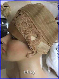 Vintage Antique Authentic FLAPPER CLOCHE Hat Soutache Trim Horsehair EXQUISITE