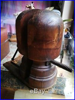 Vintage Antique Millinery Wooden Adjustable Hat Stretcher Block Stand Works