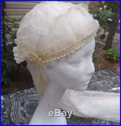 Vintage Antique Wedding Veil 1920s Cap Flapper GORGEOUS