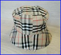 Vintage Auth Burberry Bucket Hat Cap Nova Check Sz M Diam 22 inch