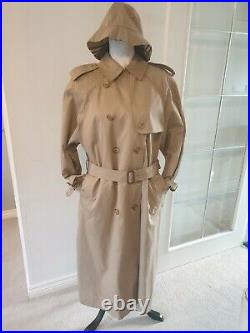 Vintage Auth Women's Burberry MAC NOVA Gabardine Trench Coat Beige UK14 16 & Hat