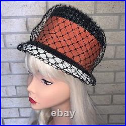 Vintage Beresford Woven Raphia Multicolored Bucket Hat French Veiling 22 Inches