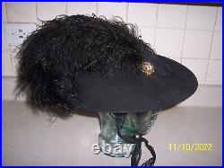 Vintage Black Edwardian Style Ladies Mourning Hat with Black Ostrich Feathers 23