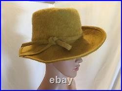 Vintage Boho Fedora Hat Church Hat Merrimac Merri Soie Coronet Exclusive Yellow