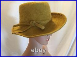 Vintage Boho Fedora Hat Church Hat Merrimac Merri Soie Coronet Exclusive Yellow
