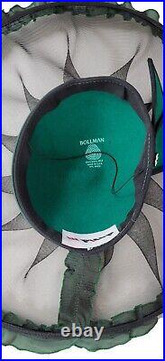 Vintage Bollman Wool Hat Styled By David M Green & Black Mesh Ruffled Trim USA