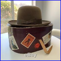 Vintage Borsalino Grand Prix 1900 Womens Fedora Hat w Colorful Hat Box