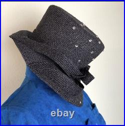 Vintage Brenda Waites Bolling Gorgeous Black Woven Hat With Crystals, Large Bow