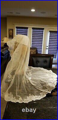 Vintage Bridal Wedding Lace Veil Pill Box Hat HENRI BENDEL DESIGNER 50-60'S
