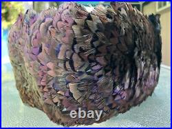 Vintage Brown Purple Rustic Striped Peacock Wild Pheasant Feather 27Hat Band