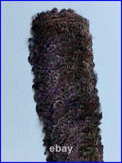 Vintage Brown Purple Rustic Striped Peacock Wild Pheasant Feather 27Hat Band