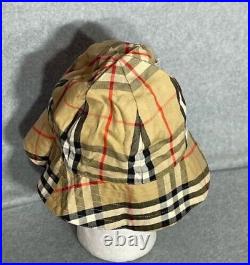 Vintage Burberry Casual Bucket Hat Beige Nova Check Unisex Size M