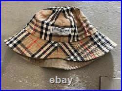 Vintage Burberry Check London Beige Plaid Reversible Bucket Hat Plaid