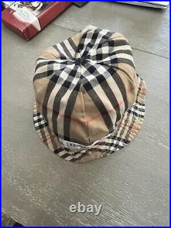 Vintage Burberry Check London Beige Plaid Reversible Bucket Hat Plaid