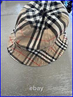 Vintage Burberry Check London Beige Plaid Reversible Bucket Hat Plaid