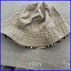 Vintage Burberry Check London Beige Plaid Reversible Bucket Hat Plaid