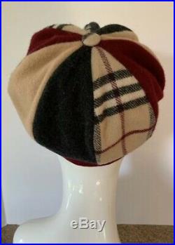 Vintage Burberry Newsboy Womens Cashmere Fall Winter Hat Size Medium