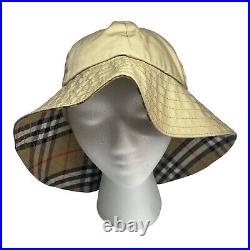 Vintage Burberrys Beige Tan Womens Bucket Hat Preppy Size Large L 1980s Designer