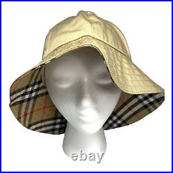 Vintage Burberrys Beige Tan Womens Bucket Hat Preppy Size Large L 1980s Designer