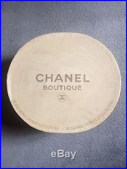Vintage CHANEL Ladies Hat Black Velvet/White Silk 1980s Unworn in Original Box
