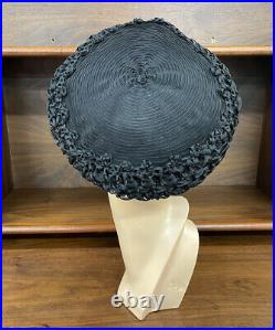 Vintage CHRISTIAN DIOR Paris New York Chapeaux Black Ribbon Voluminous Hat