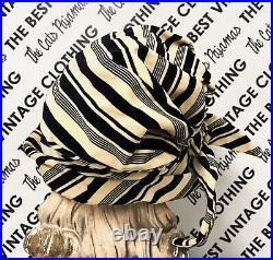 Vintage CHRISTIAN DIOR Velvet Bucket Hat Striped Black/Yellow 1960s Small Head